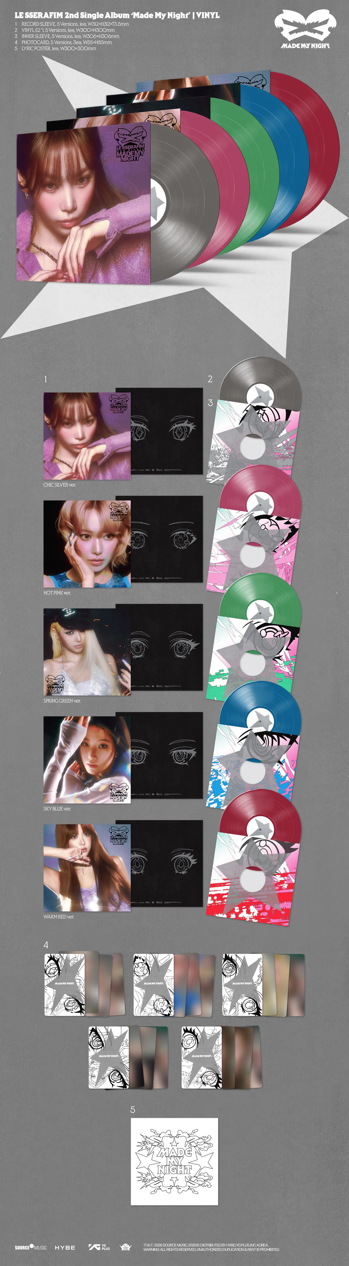 LE SSERAFIM - 2nd Single Album 'Made My Night' Vinyl (CHIC SILVER ver.) 상세 이미지 2