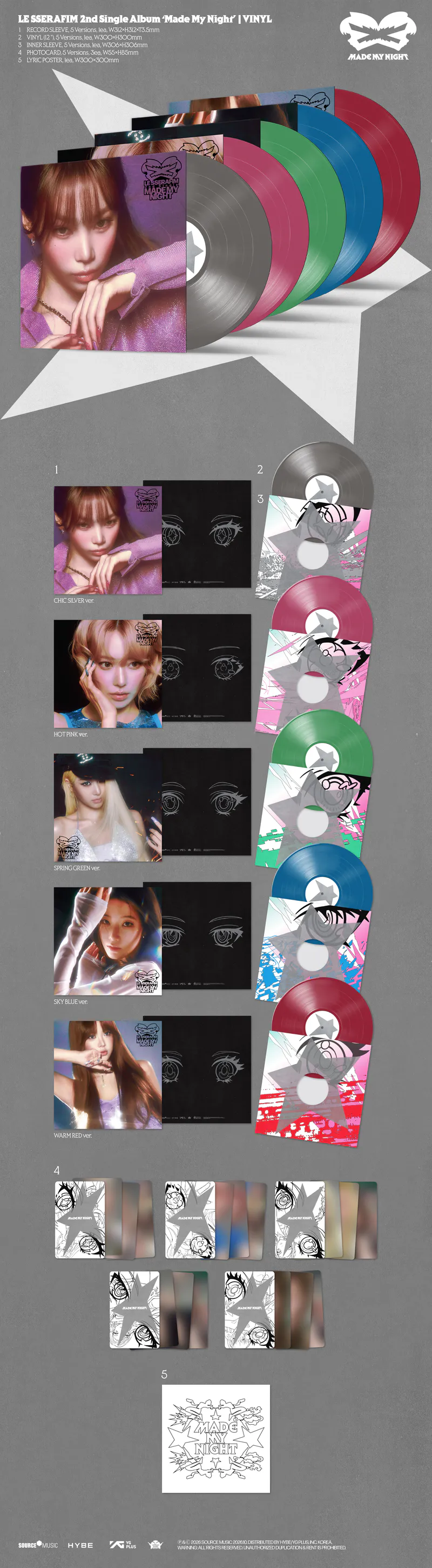 LE SSERAFIM - 2nd Single Album 'Made My Night' Vinyl (CHIC SILVER ver.) 2
