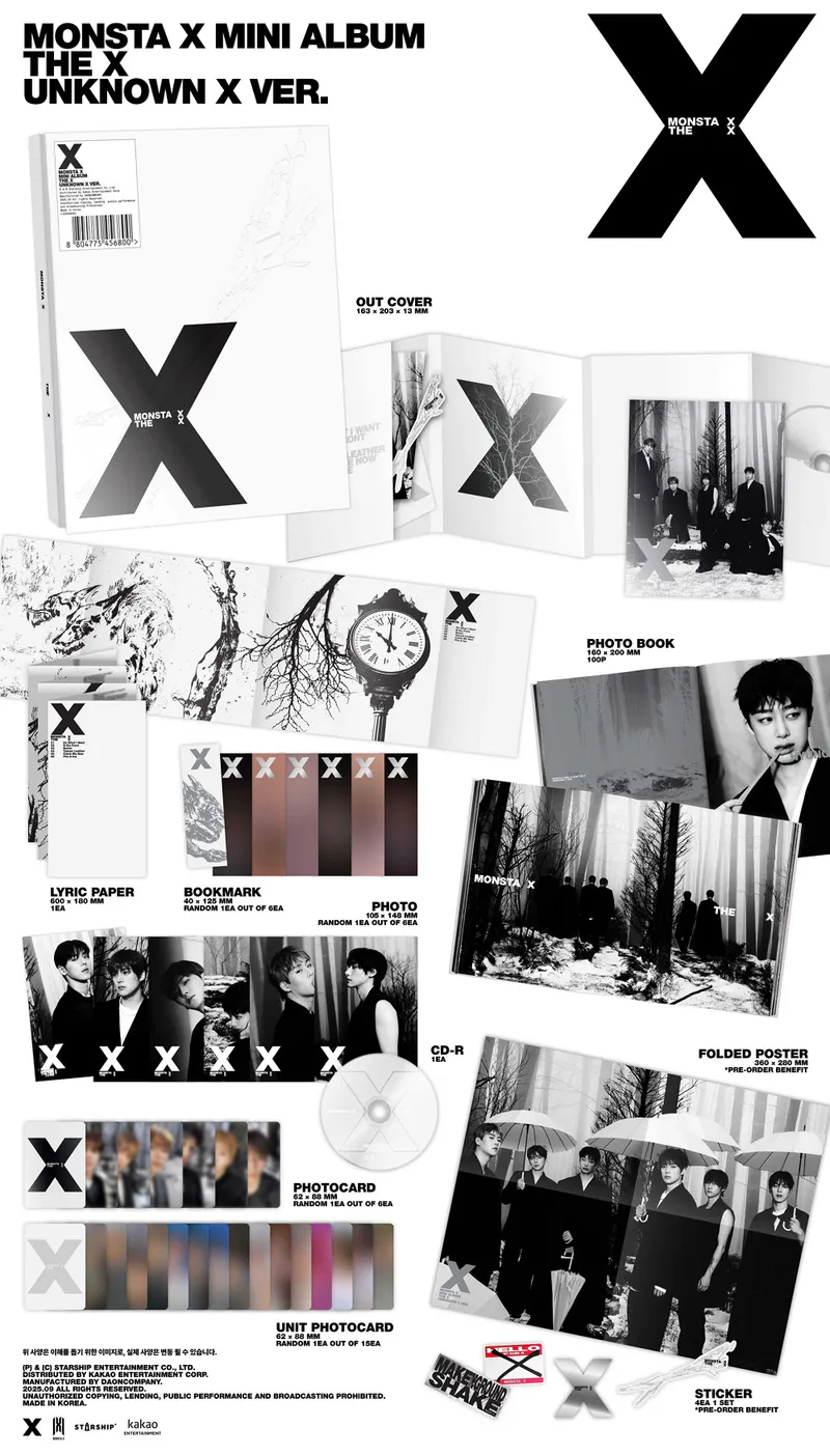 [세트] MONSTA X (몬스타엑스) - MINI ALBUM [THE X]  (UNKNOWN X VER./ UNDERDOG X VER / HELLO X VER./ XX VER.) 2