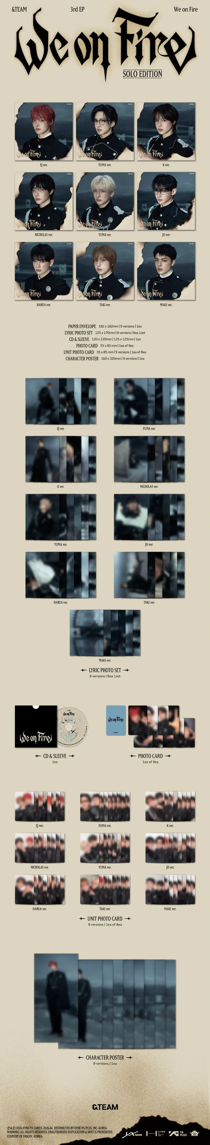 [세트] &TEAM (앤팀) - 3rd EP [We on Fire] SOLO EDITION 2