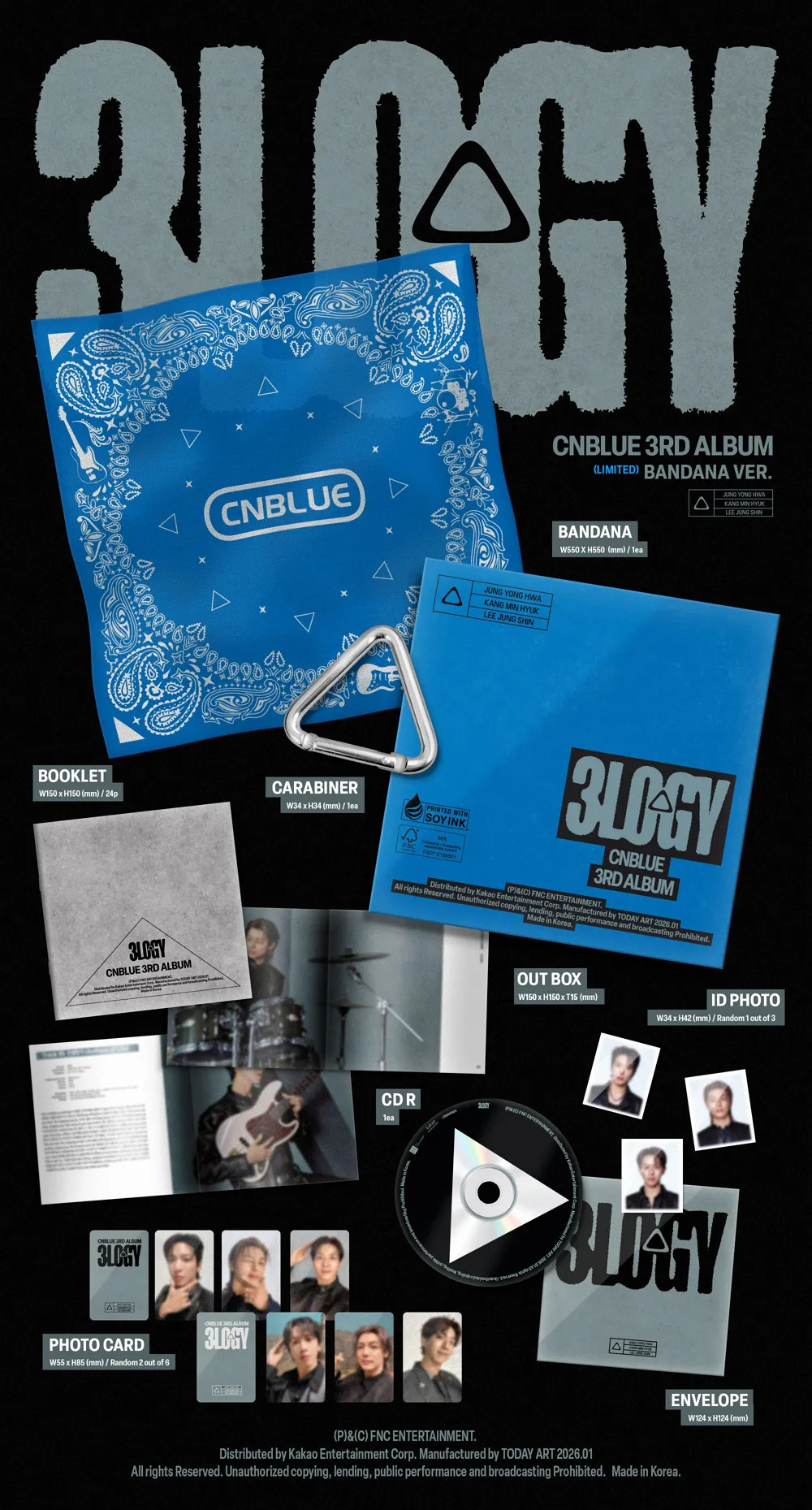 CNBLUE(씨엔블루) - 3집 [3LOGY] MD - BANDANA VER (CD) *LIMITED EDITION* 상세 이미지 2
