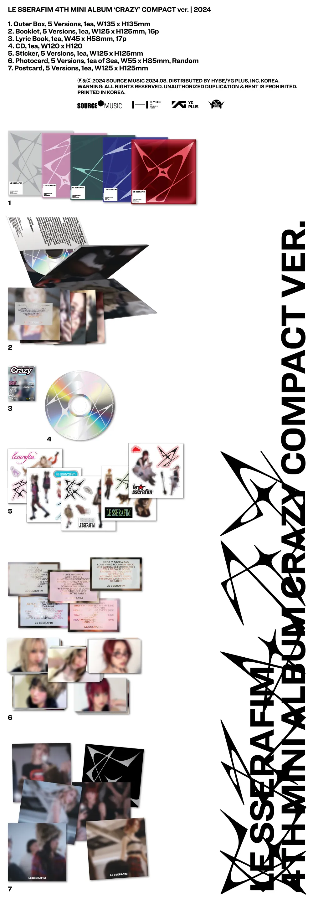 [랜덤] LE SSERAFIM (르세라핌) - 미니 4집 [CRAZY] (COMPACT ver.) 상세 이미지 2
