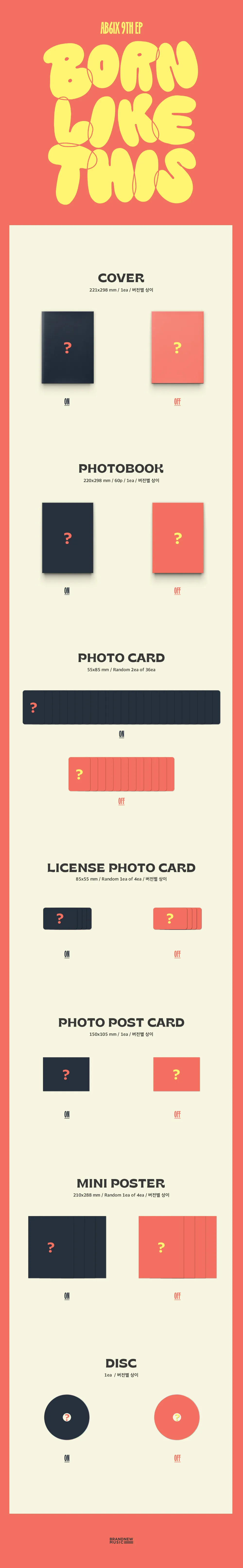 [랜덤] AB6IX (에이비식스) - 9TH EP [BORN LIKE THIS]  (ON Ver. / OFF Ver.) 상세 이미지 2