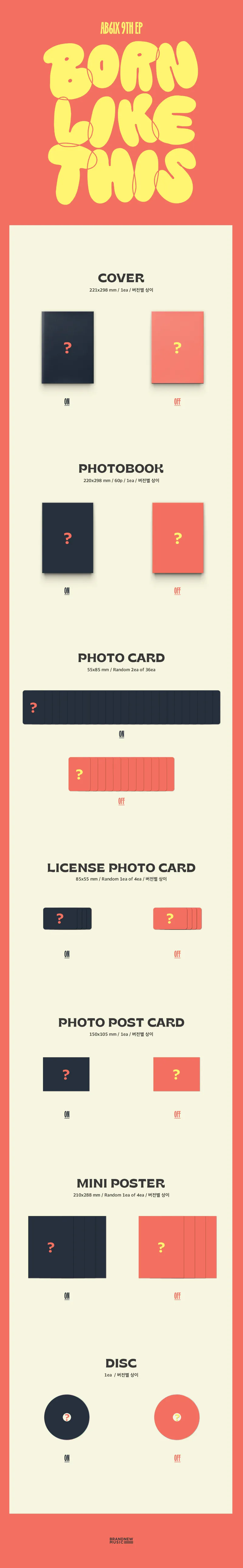 [랜덤] AB6IX (에이비식스) - 9TH EP [BORN LIKE THIS]  (ON Ver. / OFF Ver.) 2