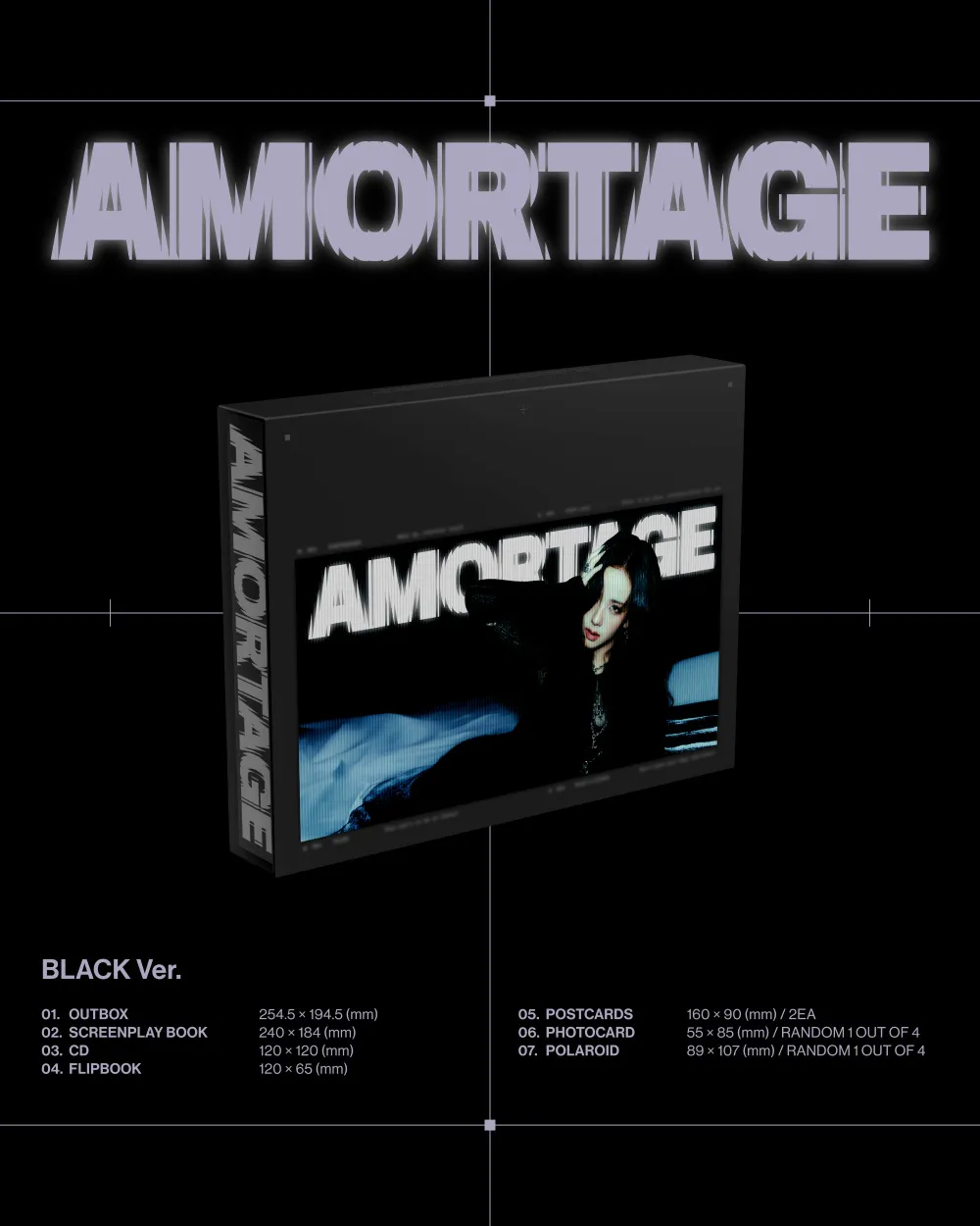 [랜덤] JISOO (지수) - 미니 앨범 [AMORTAGE] DELUXE EDITION (PURPLE Ver /BLACK Ver) 상세 이미지 2
