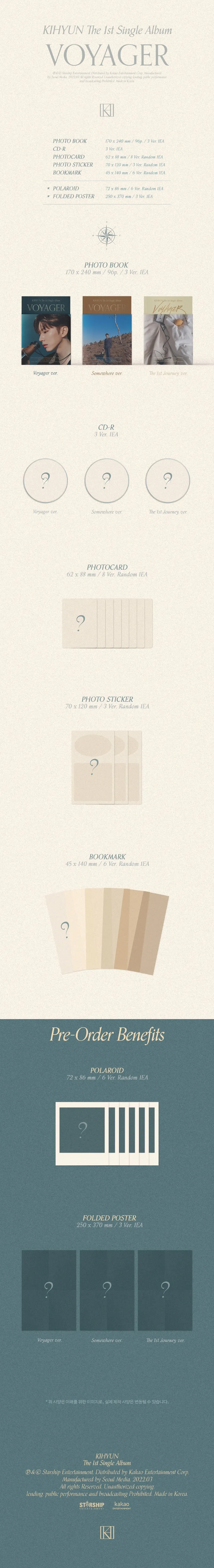 [세트] 기현 (KIHYUN) - 싱글 1집 [VOYAGER] (Voyager ver./ Somewhere ver./ The 1st Journey ver.) 상세 이미지 2