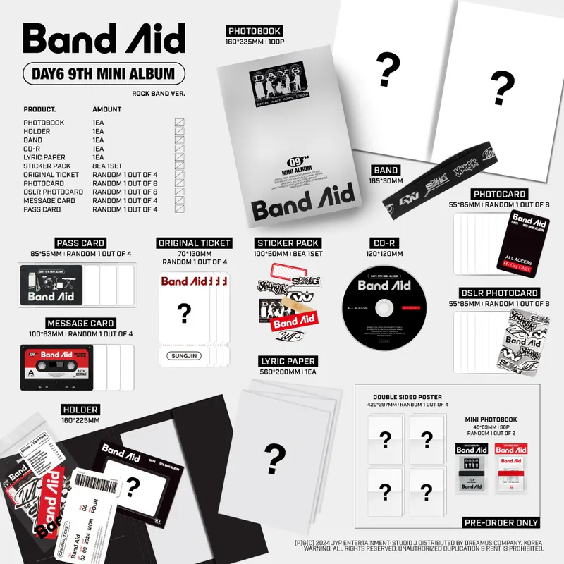 [랜덤] DAY6 (데이식스)  - 미니 9집 [Band Aid] 2
