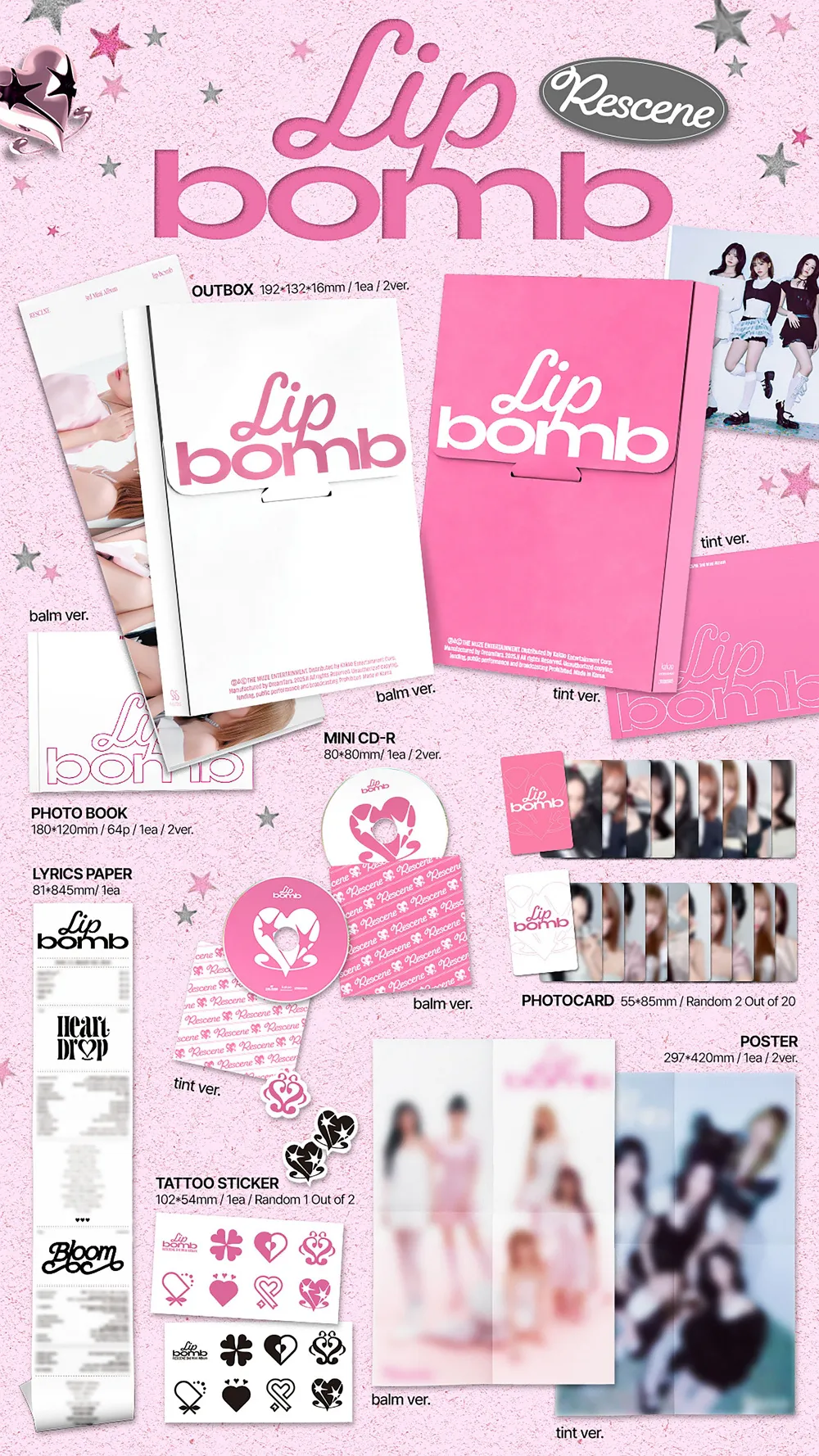 [세트] RESCENE (리센느) - The 3rd Mini Album [lip bomb] (tint ver. / balm ver.) 상세 이미지 2