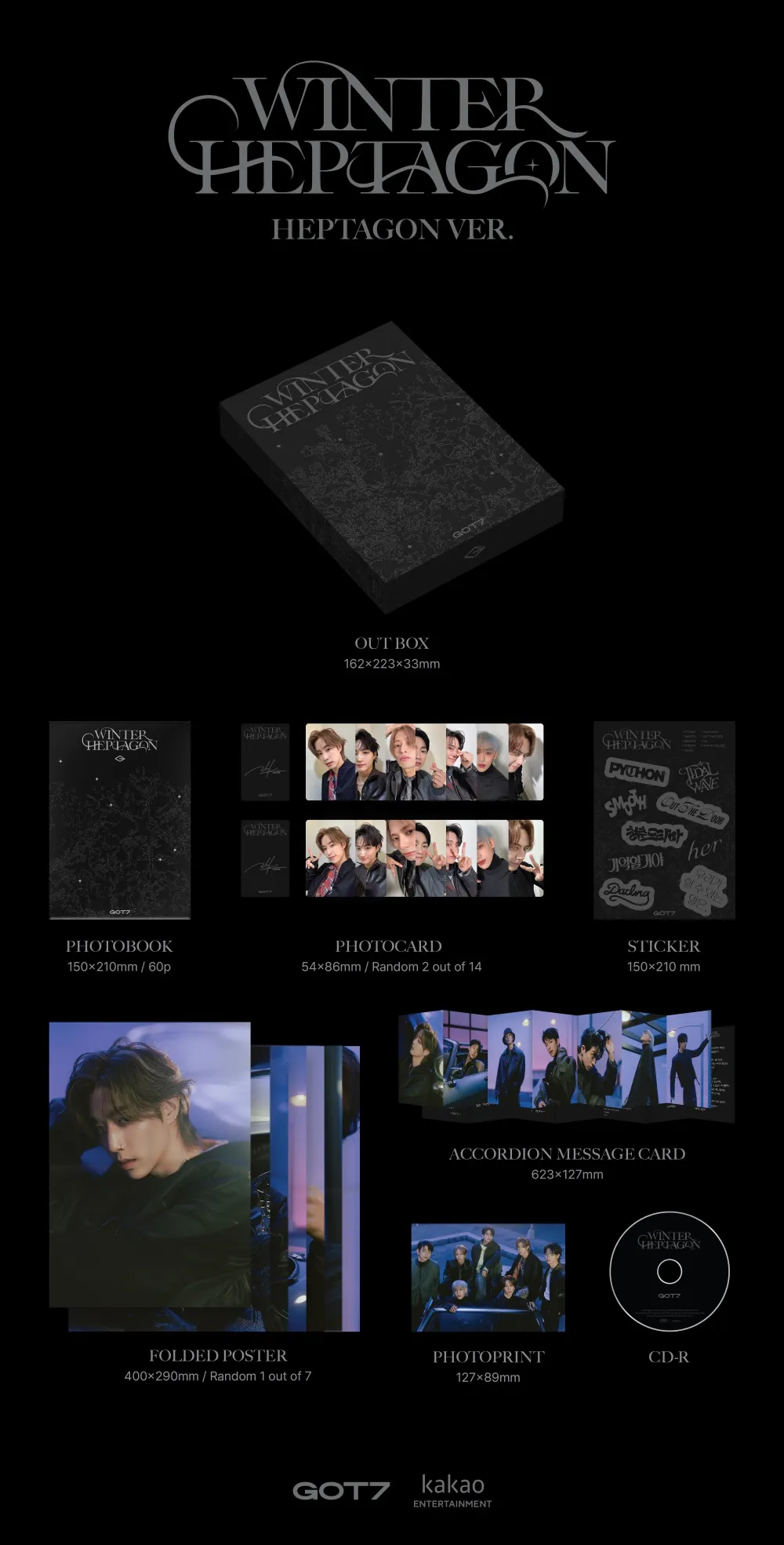 [랜덤] GOT7 (갓세븐) - 미니앨범 [WINTER HEPTAGON] (WINTER VER./ HEPTAGON VER.) 상세 이미지 2