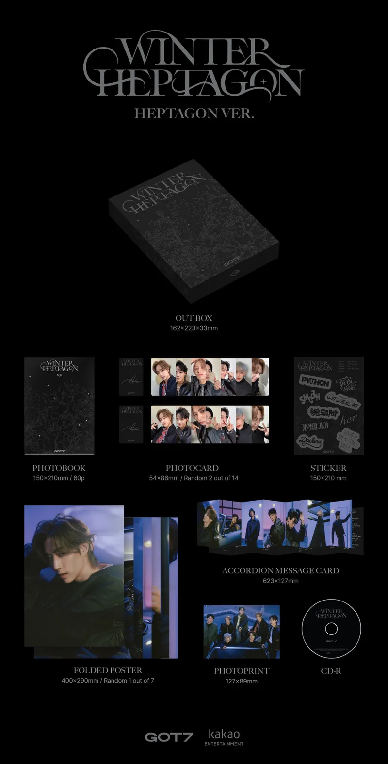 [랜덤] GOT7 (갓세븐) - 미니앨범 [WINTER HEPTAGON] (WINTER VER./ HEPTAGON VER.) 2
