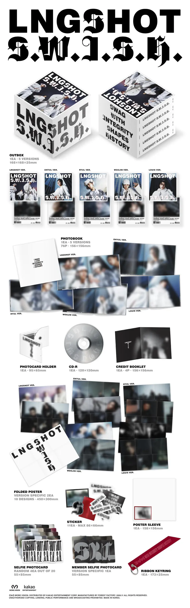 [특전증정/랜덤] LNGSHOT(롱샷) - EP [S.W.I.S.H.] (Standard Ver.) (5종 중 1종 랜덤) 2