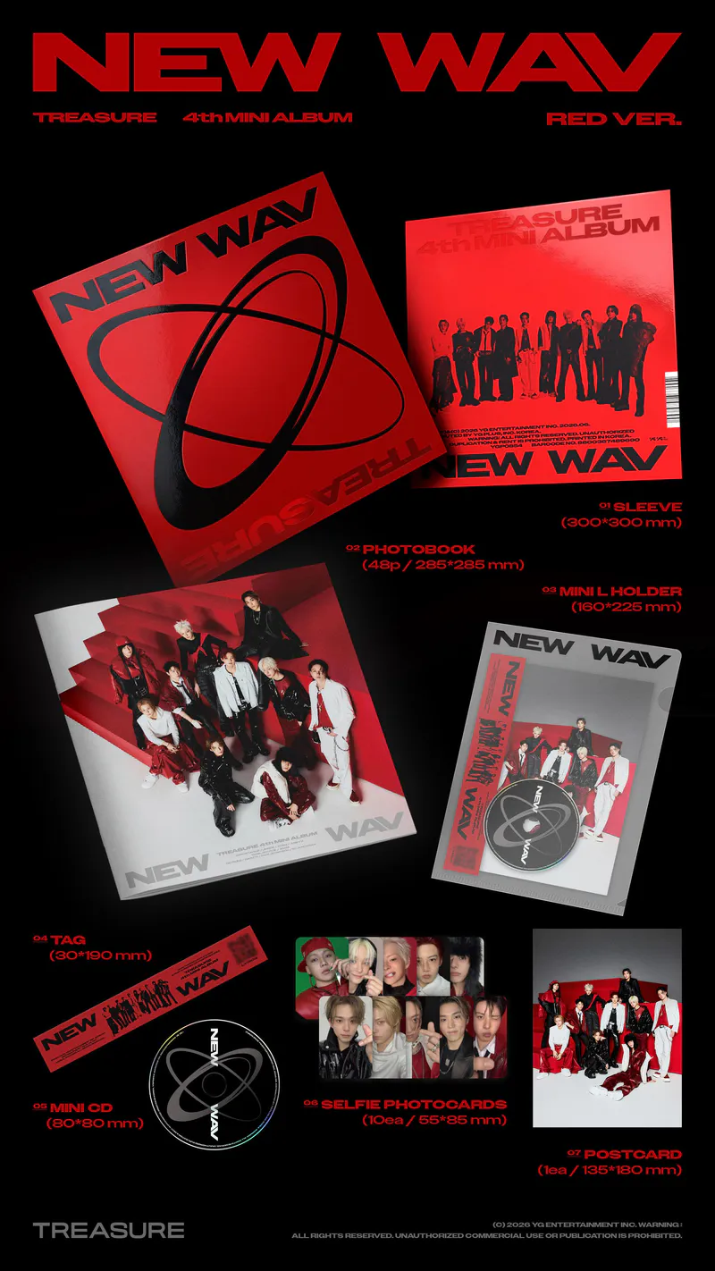TREASURE - 4th MINI ALBUM [NEW WAV] RED VER. 4