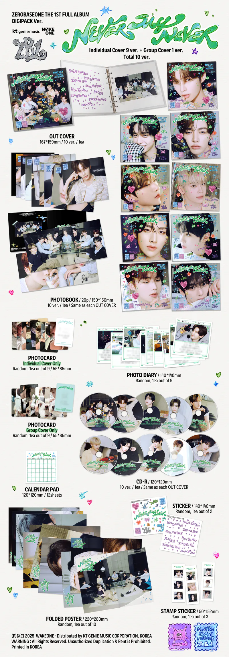 [랜덤] ZEROBASEONE - THE 1ST FULL ALBUM [NEVER SAY NEVER] DIGIPACK Ver. 2