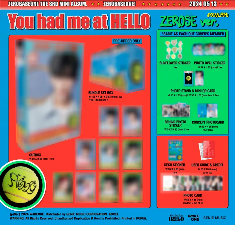 [랜덤] ZEROBASEONE - 미니 3집 [You had me at HELLO] (ZEROSE ver.) [POCAALBUM] 상세 이미지 2