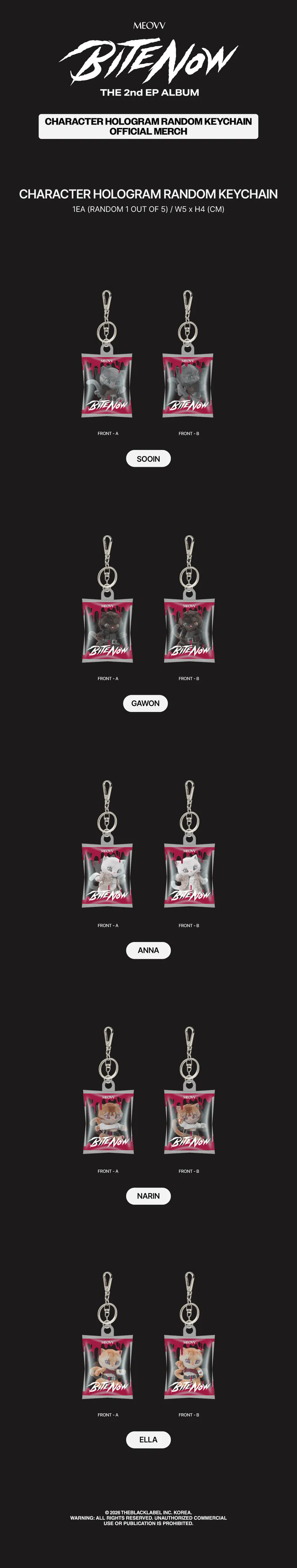 MEOVV (미야오) - MEOVV CHARACTER HOLOGRAM RANDOM KEYCHAIN - BITE NOW OFFICIAL MERCH 2
