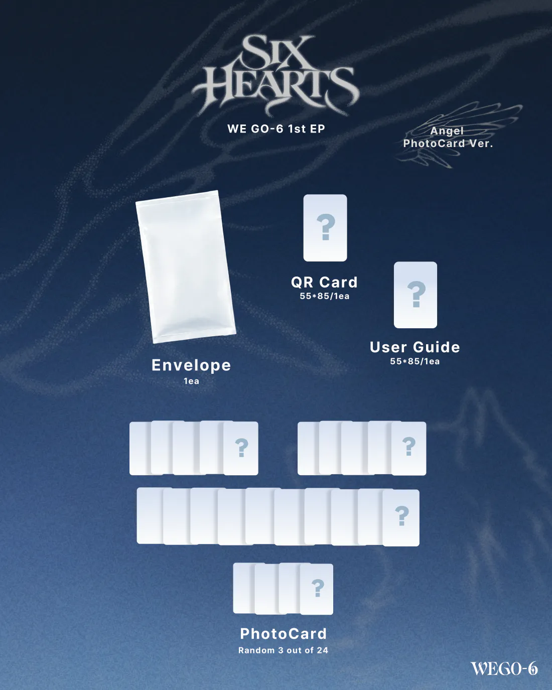 WE GO-6 - 미니 1집 [SIX HEARTS] (Angel PhotoCard Ver.) (QR) 상세 이미지 2