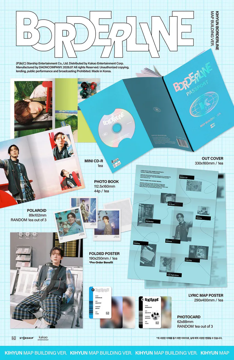 [세트] 기현 - KIHYUN EP [BORDERLINE] (THE 3rd JOURNEY VER. / ROUTE VER. / MAP BUILDING VER. (한정반)) 2