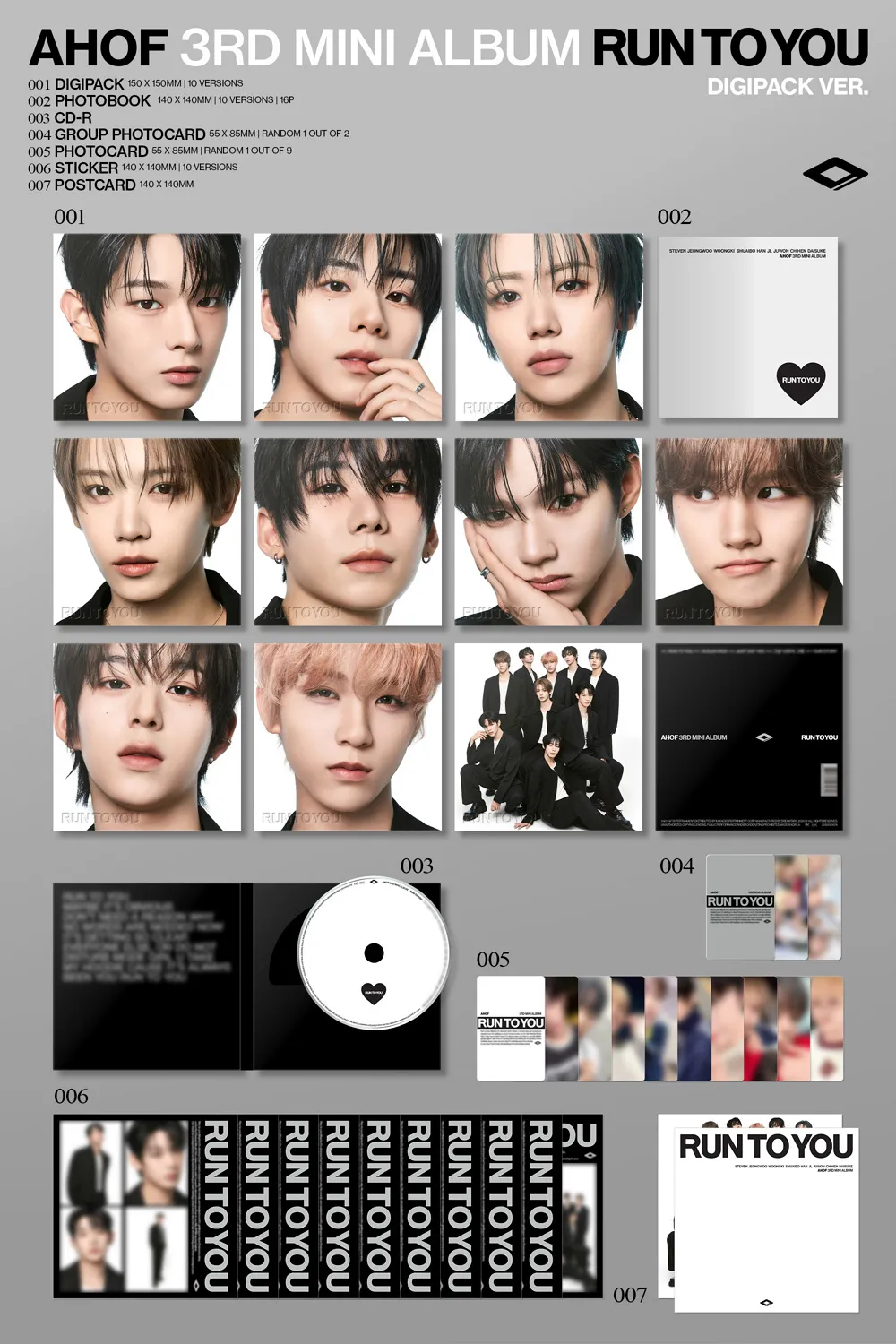 [세트] AHOF(아홉) - 미니 3집 [RUN TO YOU] (DIGIPACK Ver.) 상세 이미지 2