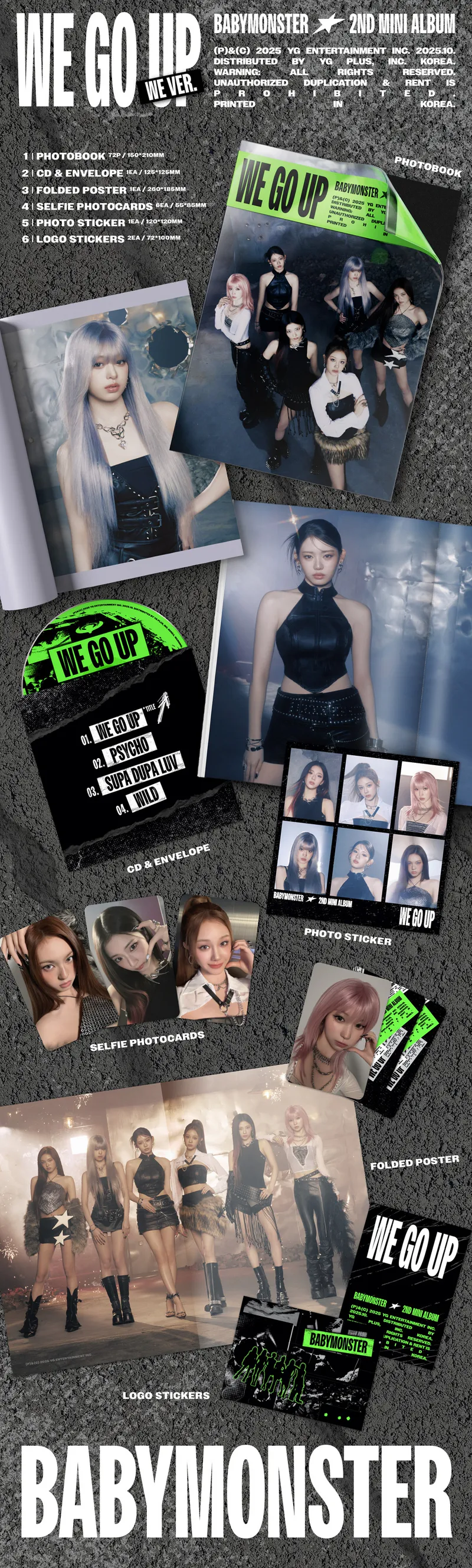 [세트] BABYMONSTER - 2nd MINI ALBUM [WE GO UP] (BABYMONSTER 2nd MINI ALBUM [WE GO UP] (WE GO UP SET Ver.) 2
