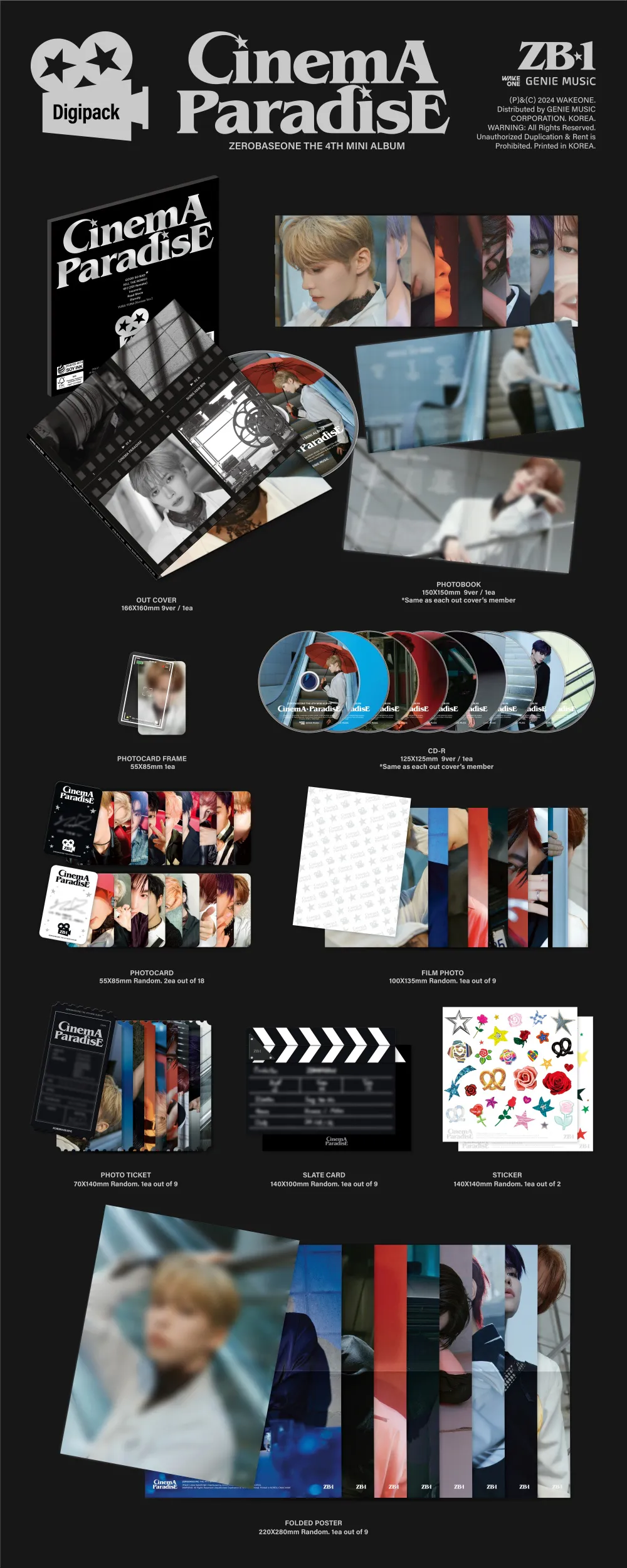 [랜덤] ZEROBASEONE - 미니 4집 [CINEMA PARADISE] (DIGIPACK ver.) 상세 이미지 2