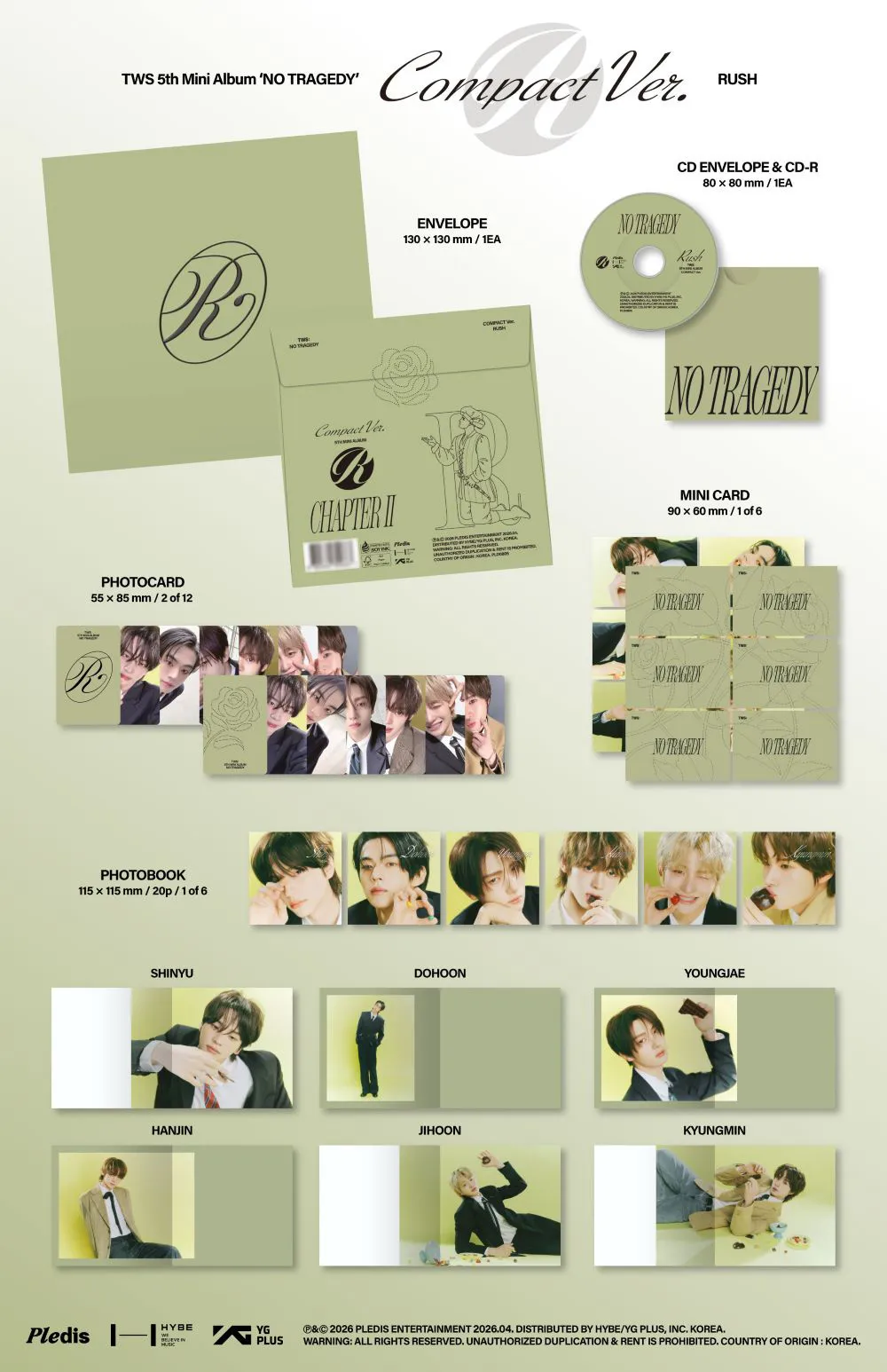[랜덤] TWS(투어스) - TWS 5th Mini Album [NO TRAGEDY] (COMPACT Ver.) (RUSH) 상세 이미지 2