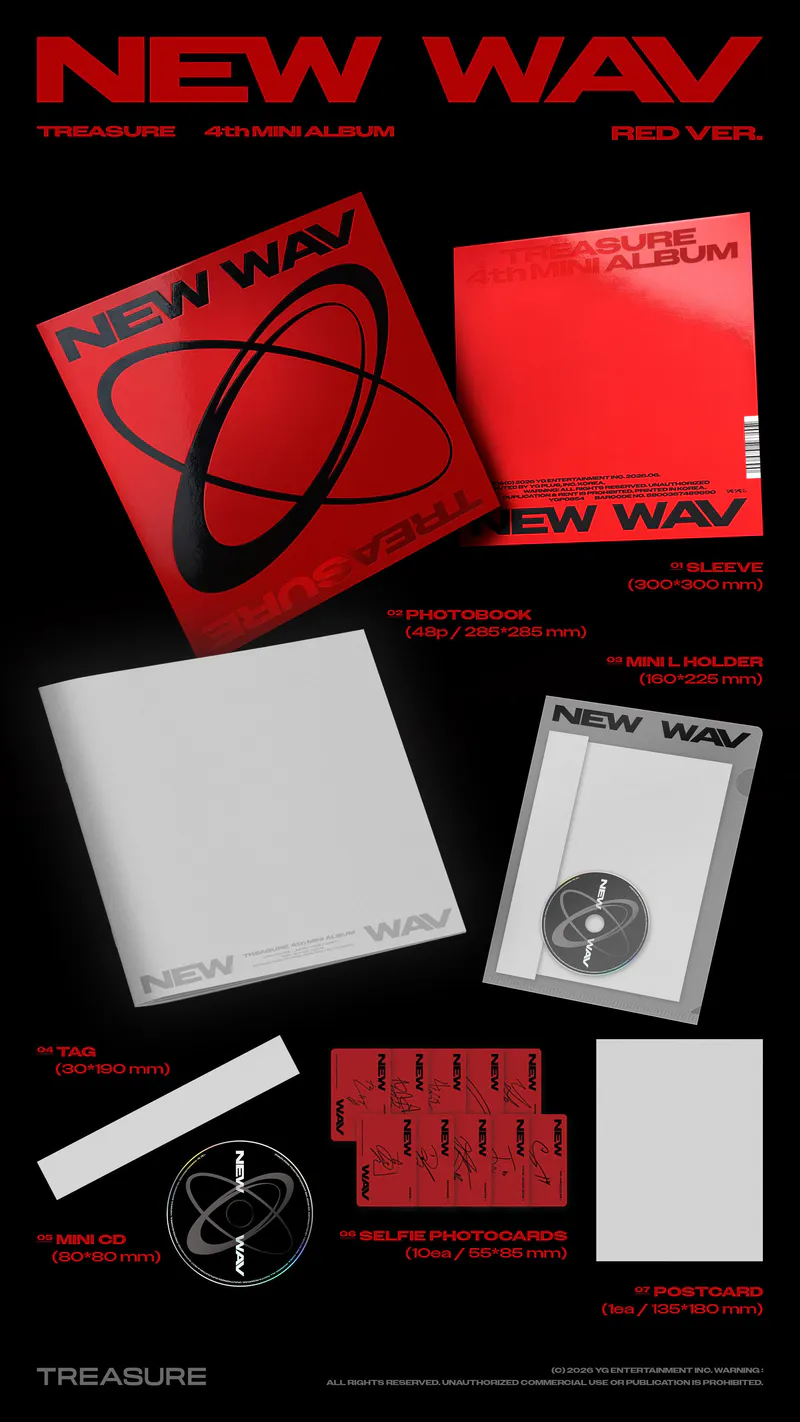 TREASURE - 4th MINI ALBUM [NEW WAV] RED VER. 3