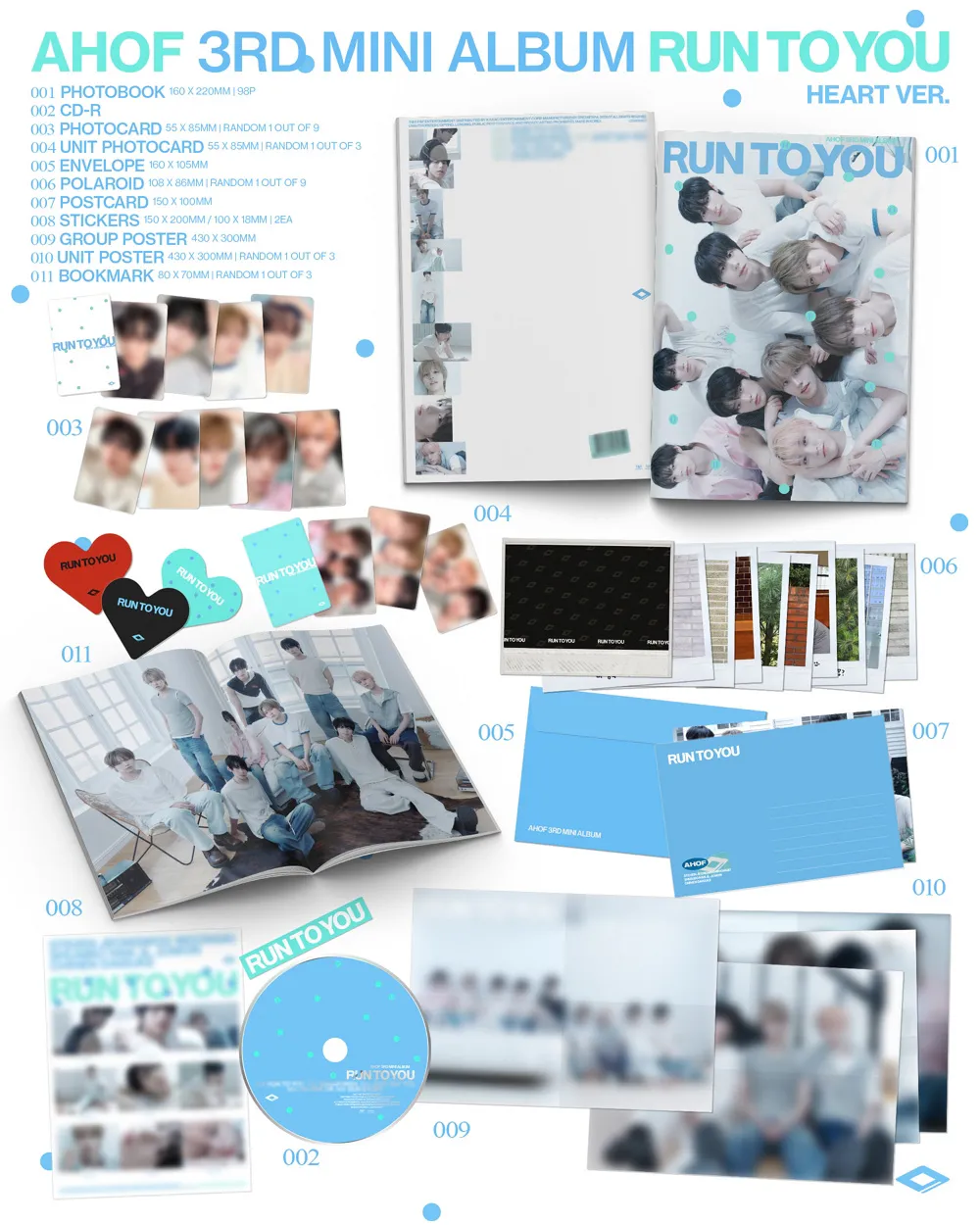 [랜덤] AHOF(아홉) - 미니 3집 [RUN TO YOU] (PHOTOBOOK Ver.) (HEART Ver. / RUSH Ver.) 상세 이미지 2