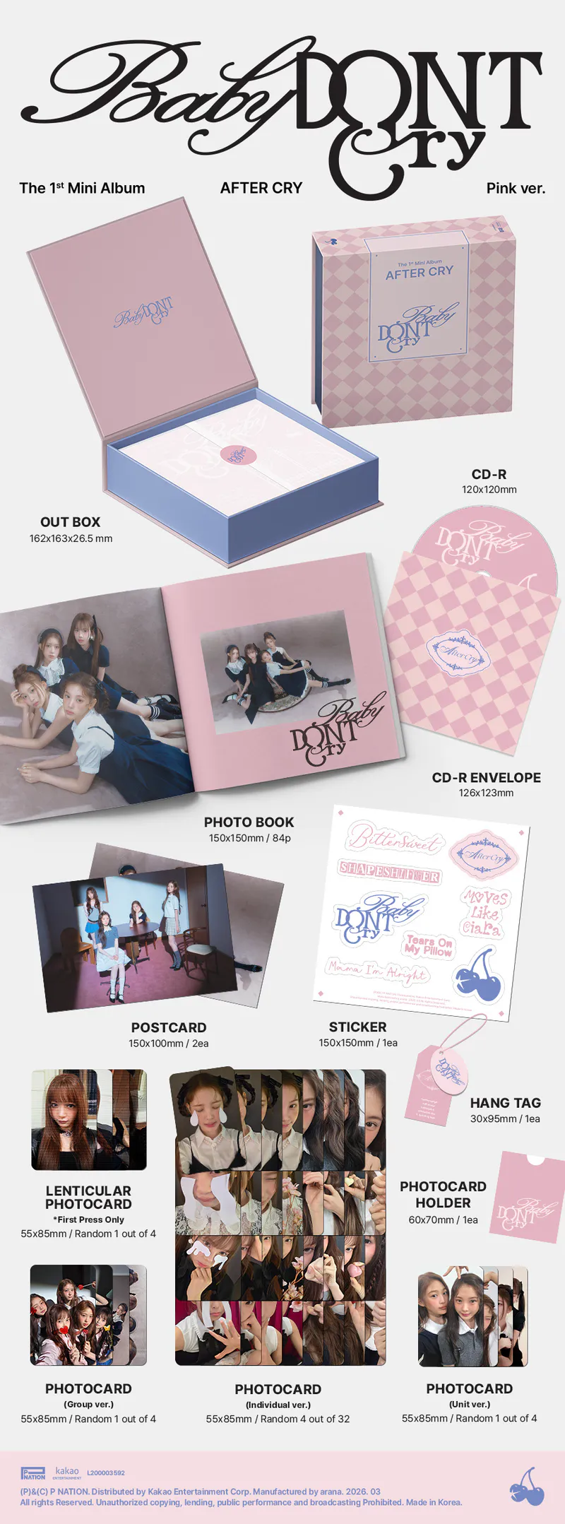 [세트] Baby DONT Cry - The 1st Mini Album [AFTER CRY] 2
