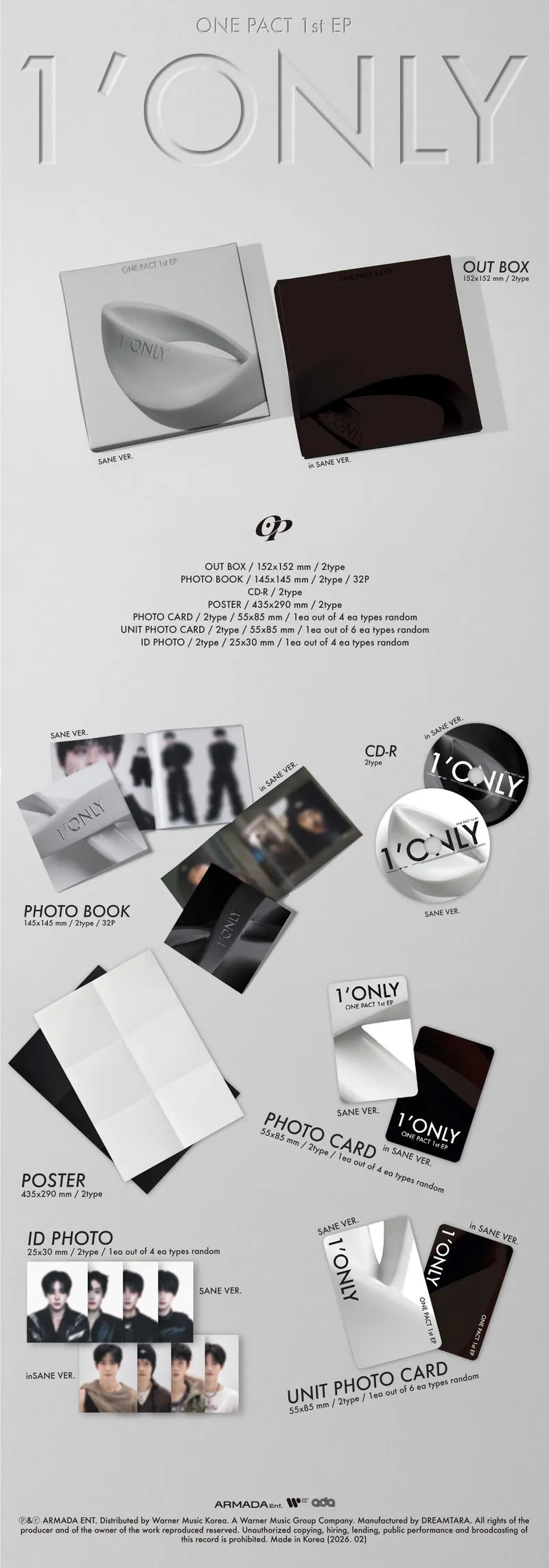 [랜덤] 원팩트(ONE PACT) - 1’ONLY (SANE VER., in SANE VER.) 2