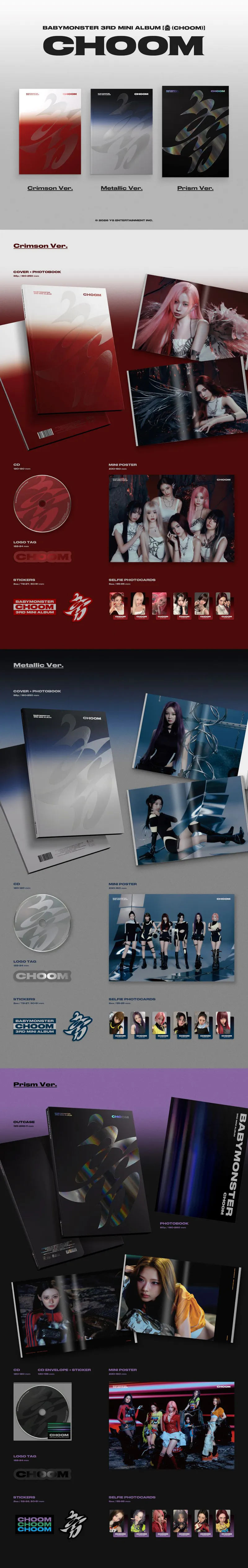 BABYMONSTER - 3rd MINI ALBUM [춤 (CHOOM)] Crimson / Metallic / Prism Ver. (SET) 2