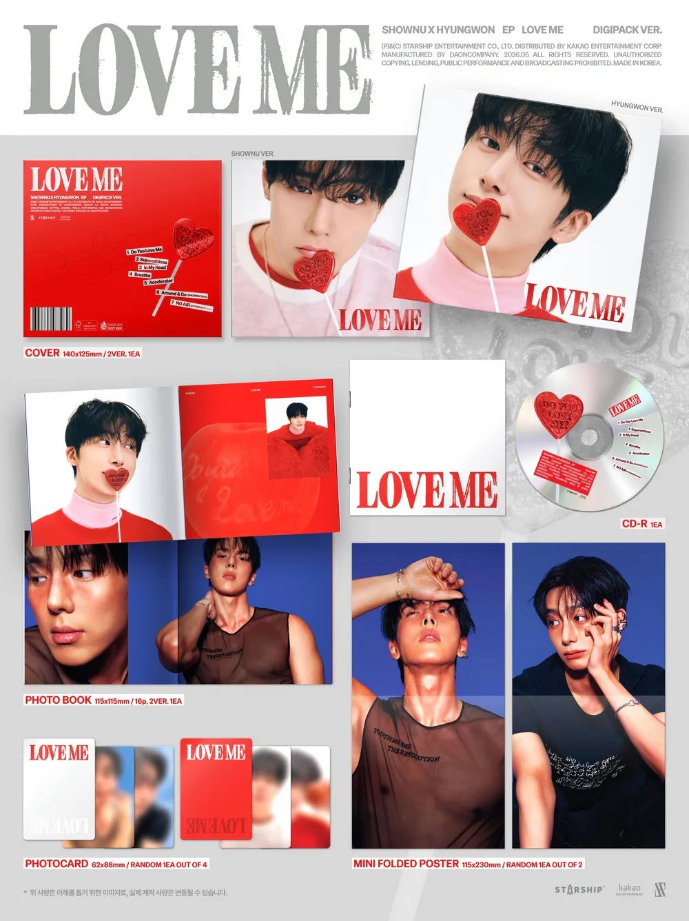 [랜덤] 셔누X형원 (몬스타엑스) - SHOWNU X HYUNGWON EP [LOVE ME] (DIGIPACK VER.) (SHOWNU VER. / HYUNGWON VER.) 상세 이미지 2