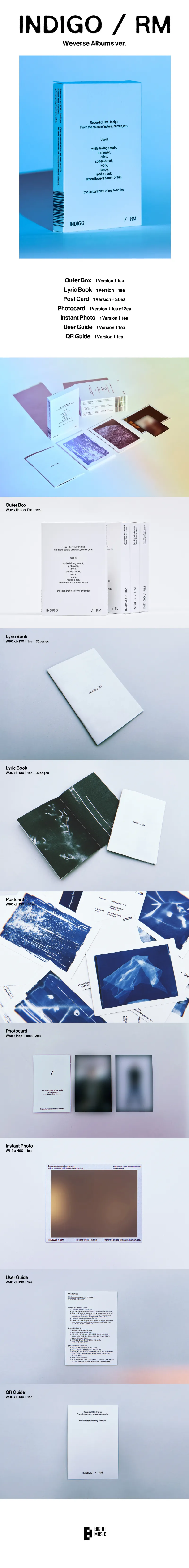[세트] RM (방탄소년단) - [Indigo] (Book Edition + Postcard Edition) 상세 이미지 3