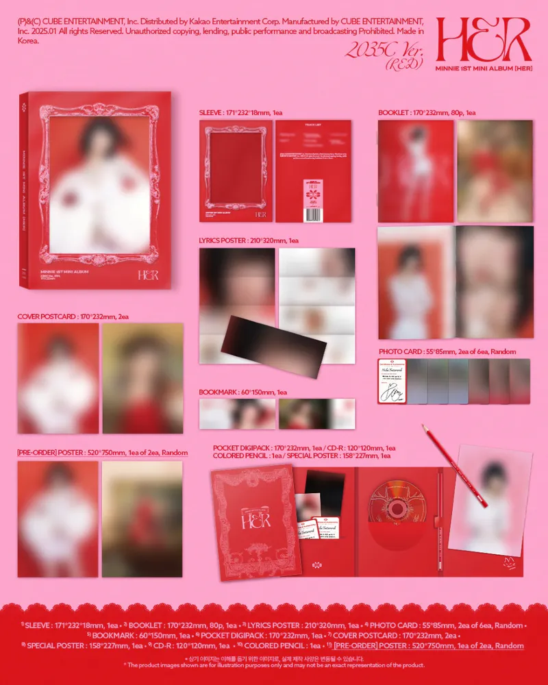 [랜덤] 민니 ((여자)아이들) - 미니 1집 [HER] (2035C(RED) Ver. / 6050C(PINK) Ver.) 2
