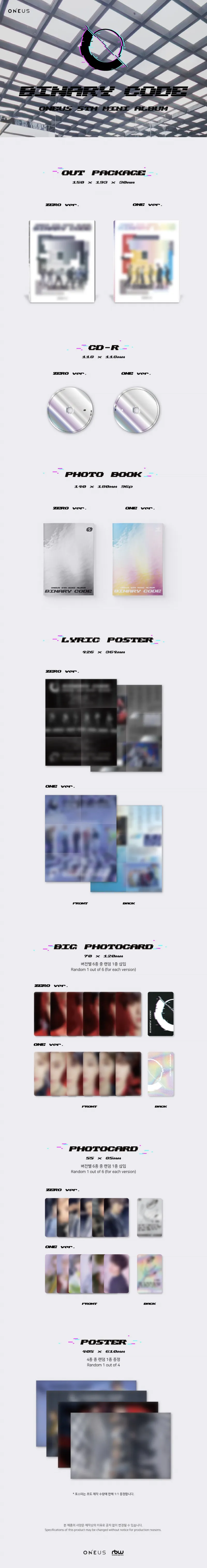 원어스 (ONEUS) - 미니5집 [BINARY CODE] (ONE ver.) 상세 이미지 2