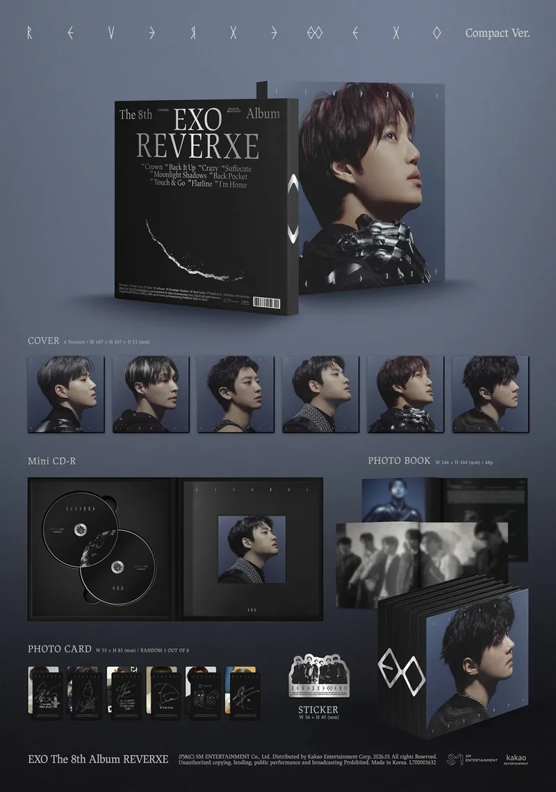 [세트] 엑소 (EXO) - 정규 8집 [REVERXE] (Compact Ver.) 2