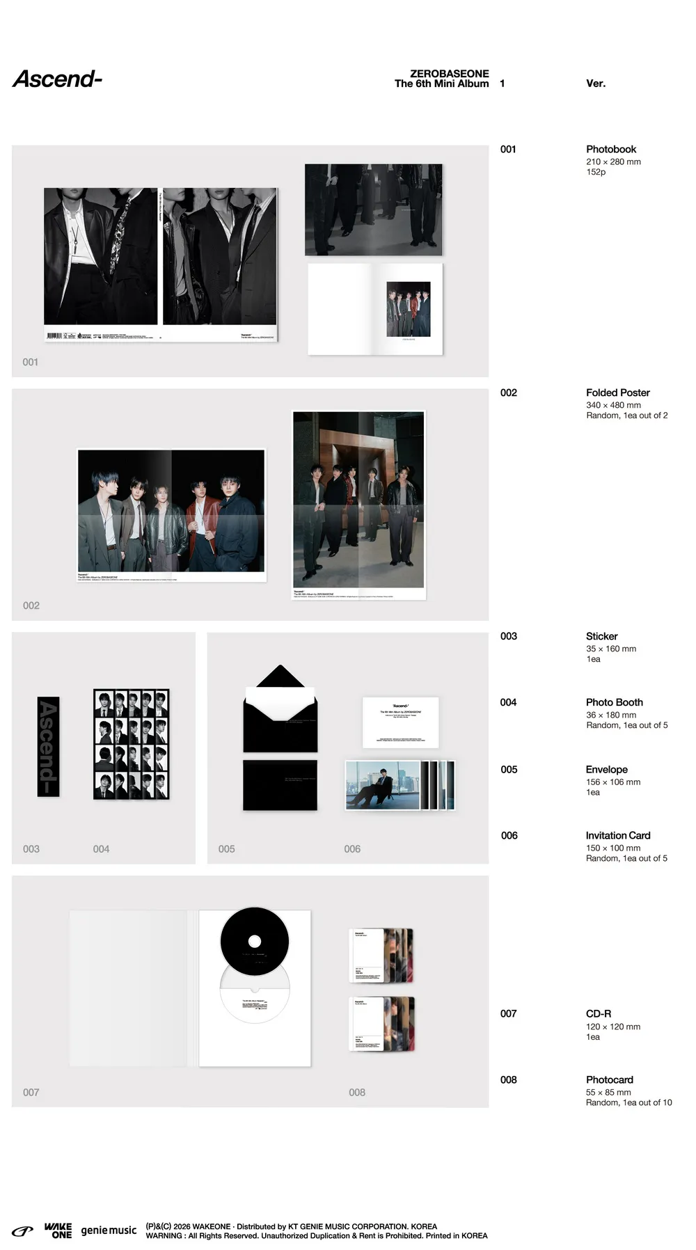 [랜덤] ZEROBASEONE - The 6th Mini Album [Ascend-] Photobook Ver. (1 Ver. & 10 Ver.) 상세 이미지 2