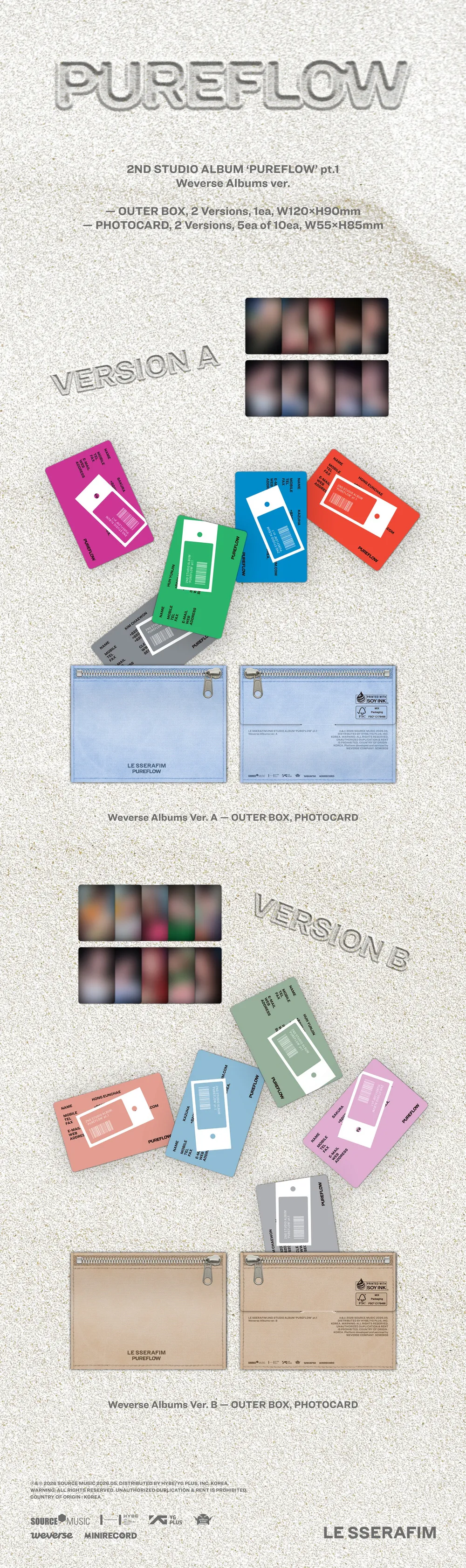 [세트] 르세라핌 (LE SSERAFIM) - 2nd Studio Album [PUREFLOW] pt.1 (Weverse Albums ver.) 상세 이미지 2