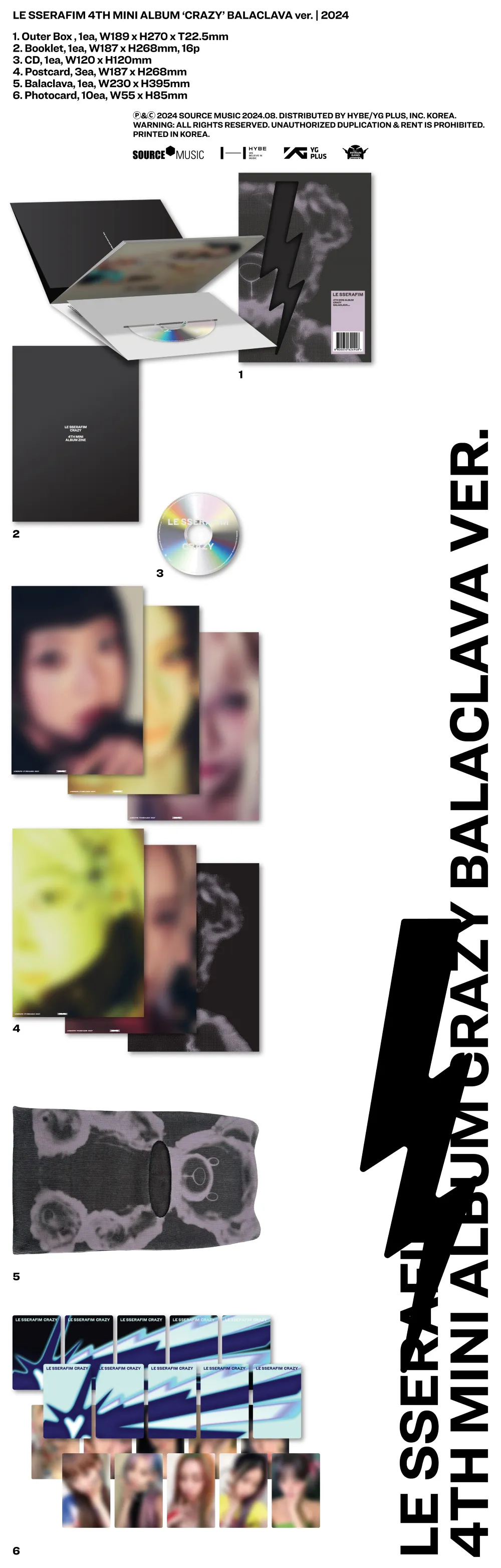 LE SSERAFIM (르세라핌) - 미니 4집 [CRAZY] (BALACLAVA ver.) 상세 이미지 2