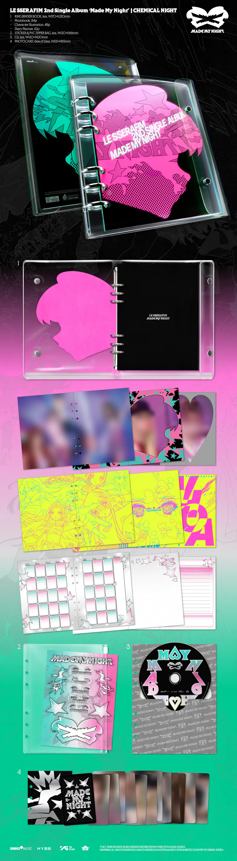 [세트] LE SSERAFIM - 2nd Single Album 'Made My Night' (COMPACT ver.) 2