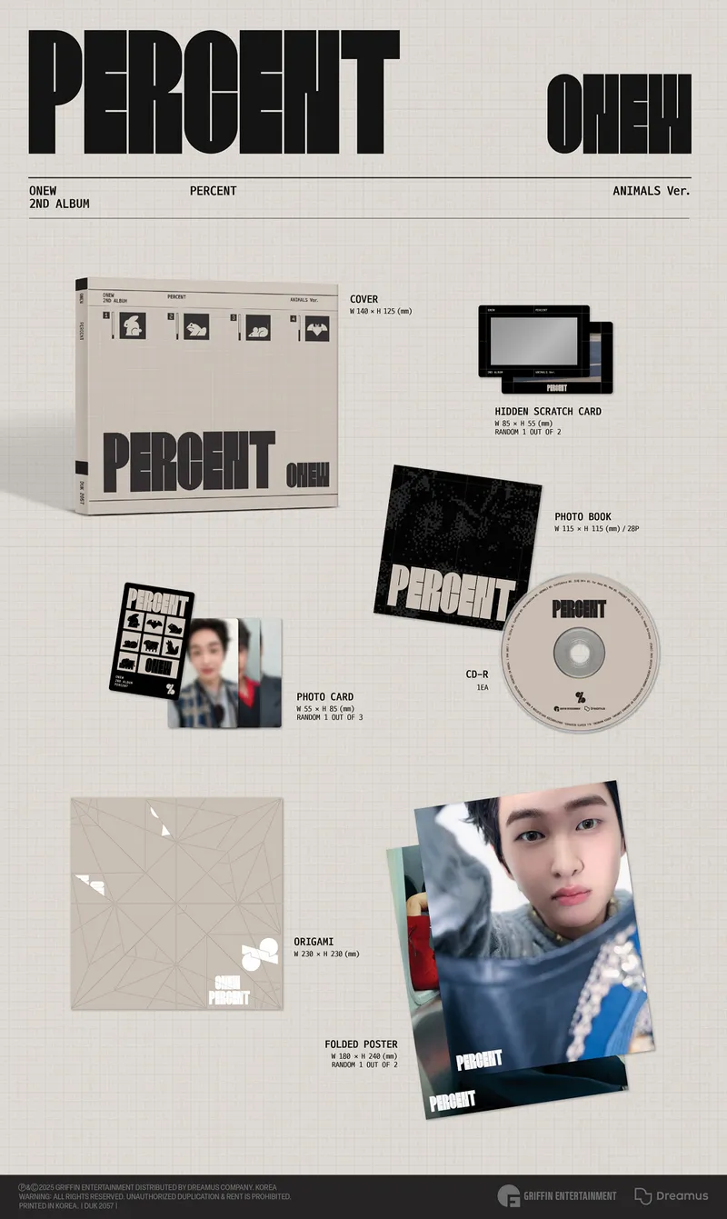 [랜덤] 온유(ONEW) - 정규 앨범2집 [PERCENT] (Digipack Ver.) 2