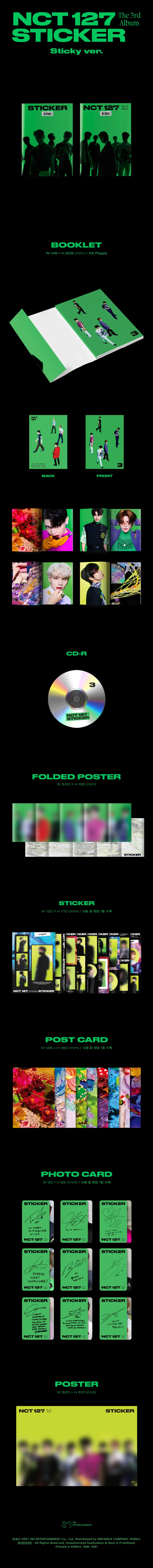[랜덤] NCT 127 (엔시티 127) - 정규3집 [Sticker] (Sticky Ver.) 2