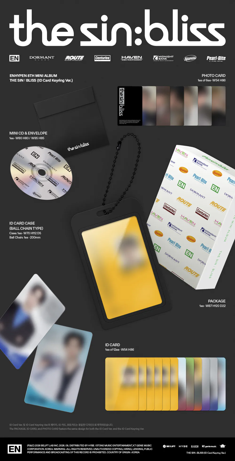 [세트] ENHYPEN - THE SIN : BLISS (ID Card Keyring Ver.) 상세 이미지 2