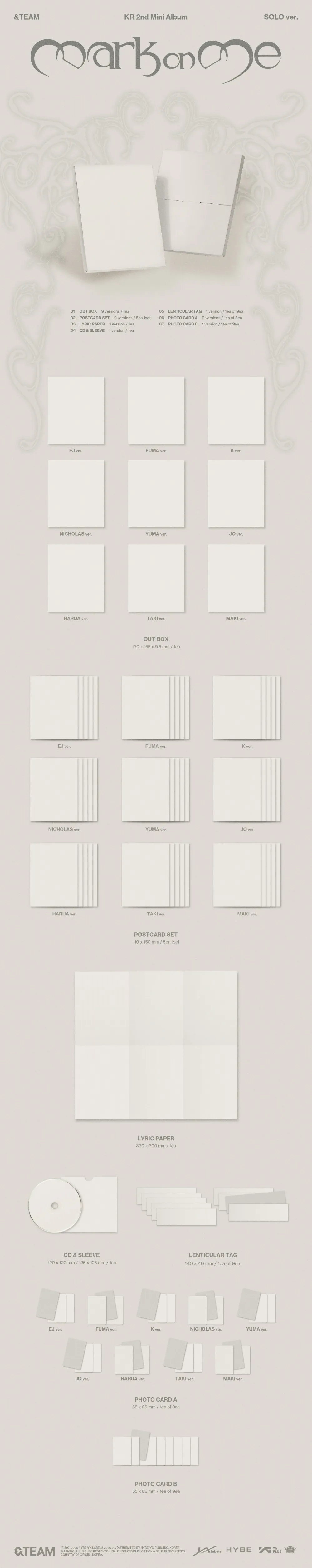 [특전증정/랜덤] &TEAM(앤팀) - KR 2nd Mini Album 'Mark on Me'- SOLO ver. 상세 이미지 2