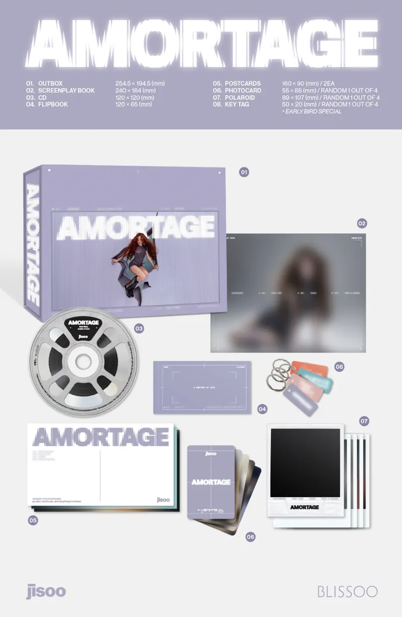 JISOO (지수) - 미니 앨범 [AMORTAGE]EXCLUSIVE EDITION (PURPLE Ver /BLACK Ver) 3