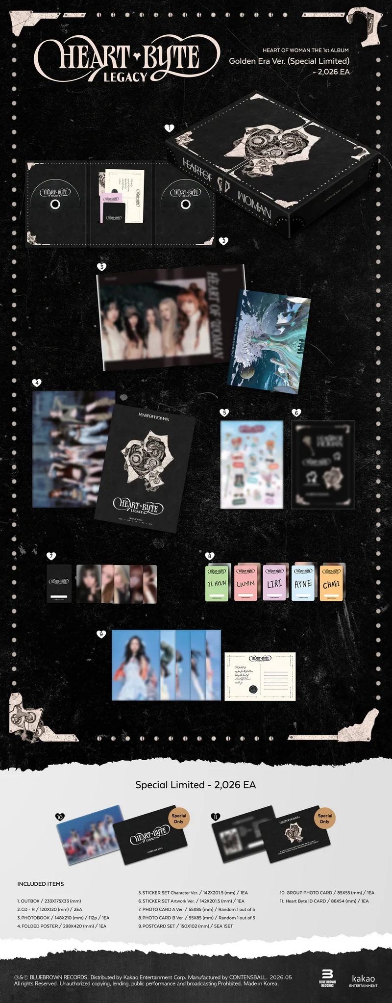 HEART OF WOMAN (하트오브우먼) - THE 1st ALBUM [Heart Byte : LEGACY] (Golden Era Ver. (Special Limited)) 2