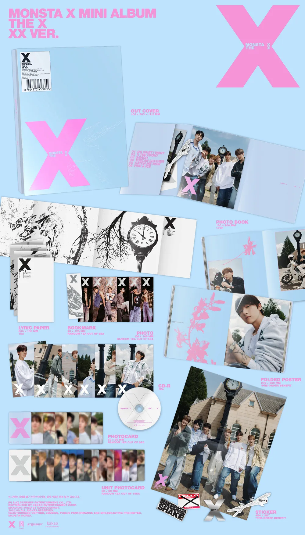 [세트] MONSTA X (몬스타엑스) - MINI ALBUM [THE X]  (UNKNOWN X VER./ UNDERDOG X VER / HELLO X VER./ XX VER.) 상세 이미지 5