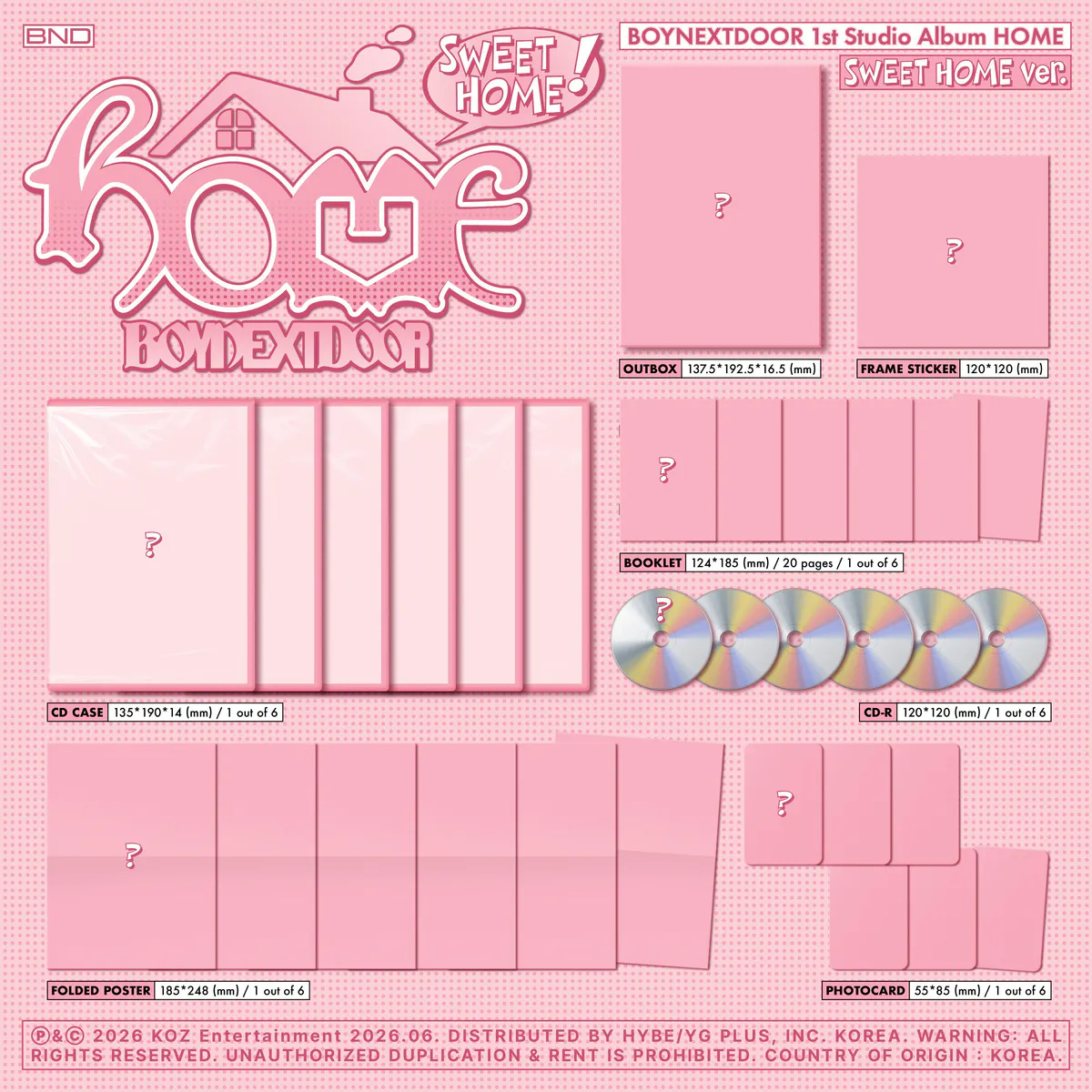 [랜덤] BOYNEXTDOOR - 1st Studio Album [HOME] (SWEET HOME ver.) 상세 이미지 2