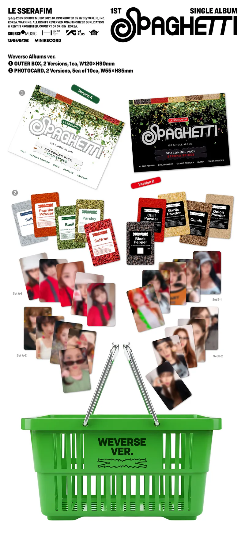 [랜덤] 르세라핌 (LE SSERAFIM) - LE SSERAFIM 1st Single Album [SPAGHETTI] (Weverse Albums ver.) 2