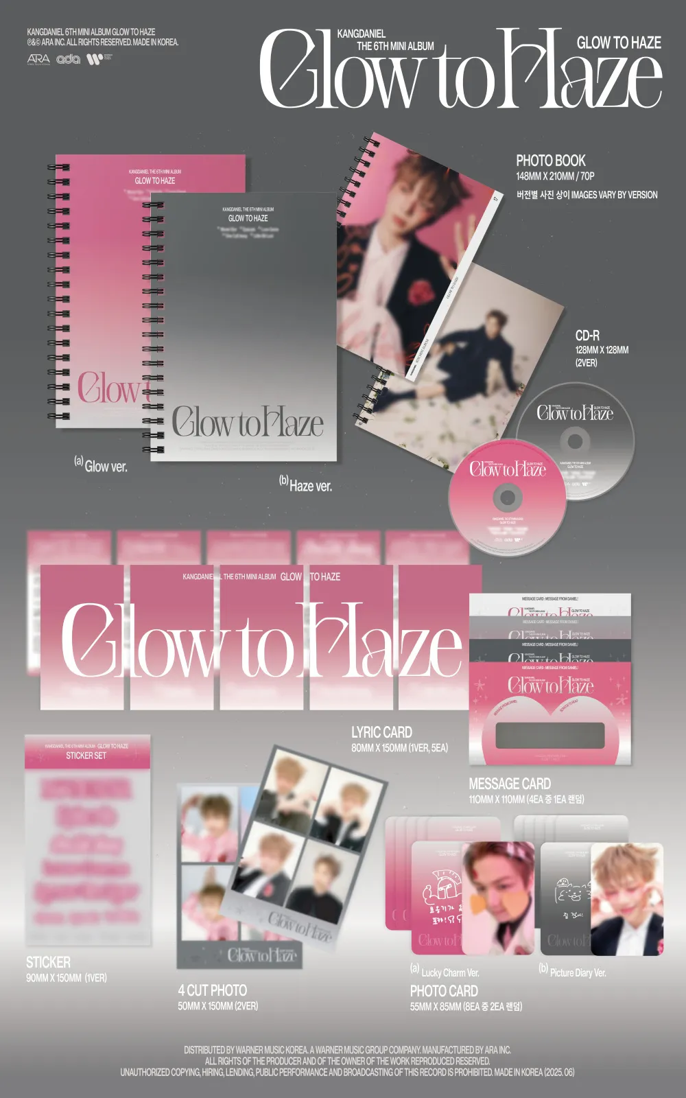 [세트] 강다니엘 - [Glow to Haze] (Photo Book Ver.) (Glow ver., Haze ver.) 상세 이미지 2