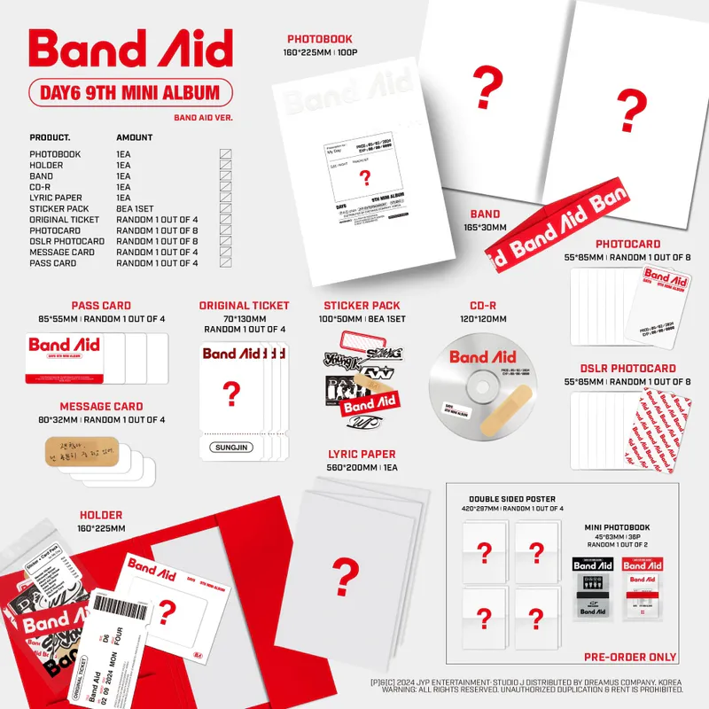 [랜덤] DAY6 (데이식스)  - 미니 9집 [Band Aid] 3
